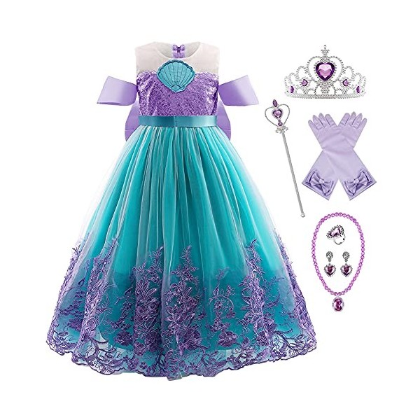 YOSICIL Fille Robe de Princesse Costume Fête Enfants DéguisementsDentelle Brodée Fêtes d’anniversaire Jeu de rôle Mariage d’H