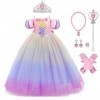 Odizli Costume de Cendrillon pour enfant fille - Robe de princesse - Papillon - Tulle - Longue robe de bal - Halloween - Noël