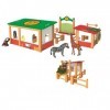 Crivit Playtive Enclos de zoo en bois pour petits fermiers avec toits amovibles