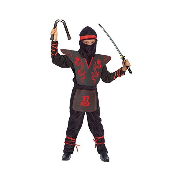 Ciao Ninja Fighter Costume pour enfant, noir/rouge, 5-7 ans