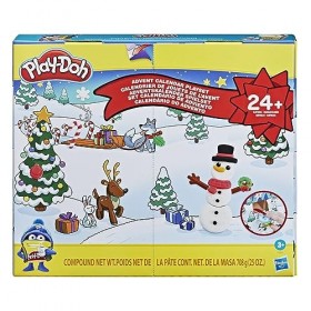 Play-Doh Calendrier de lAvent, tapis dactivité, de 24 surprises, 24 pots de pâte Play-Doh, pour enfants dès 3 ans