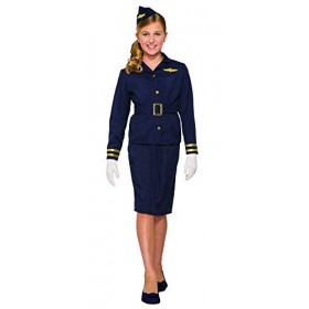 FORUM Novelties Stewardess, filles, bleu marine - Version Anglaise