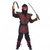 Ciao Ninja Fighter Costume pour enfant, noir/rouge, 9-11 ans