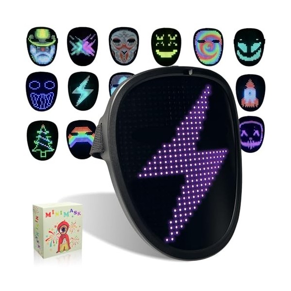 MOYACA Costume Masque LED pour Enfants avec Détection de Geste, Masque Lumineux pour Enfants Halloween Masque Transformateur 