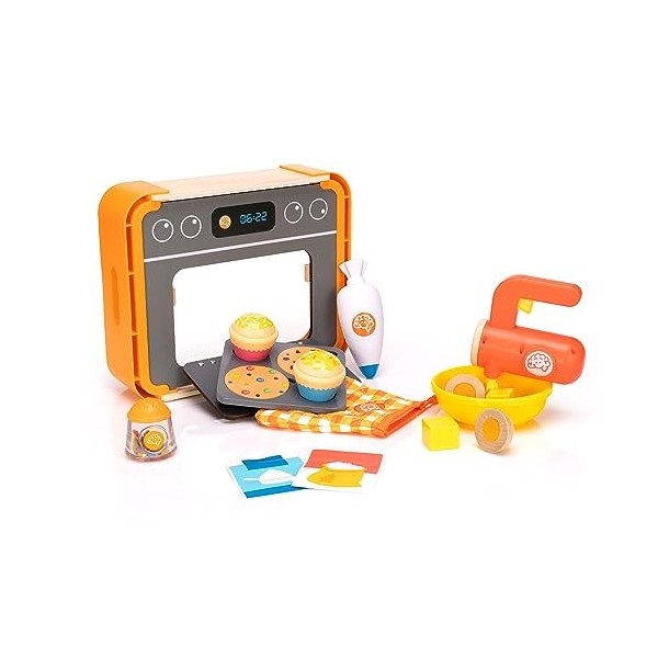 Fat Brain Toys Pretendables Ensemble de pâtisserie – Ensemble de pâtisserie pour enfants avec four, mixeur, cupcakes, cookies