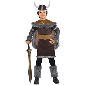 amscan- Deguisement Viking ADO 12-14 Ans, 999663, Brun