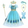 IMEKIS Costume de jasmin pour fille - Princesse à paillettes - Aladdin - Costume de conte de fées - Pour anniversaire, Hallow