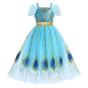 IMEKIS Costume de jasmin pour fille - Princesse à paillettes - Aladdin - Costume de conte de fées - Pour anniversaire, Hallow