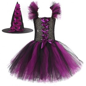 Happy Cherry Costume dHalloween pour enfant fille Robe de sorcière avec chapeau Cosplay