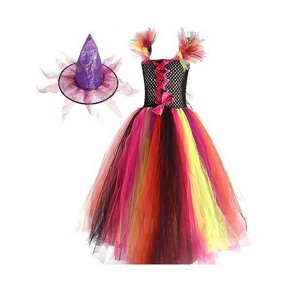 Happy Cherry Costume dHalloween pour enfant fille Robe de sorcière avec chapeau Cosplay