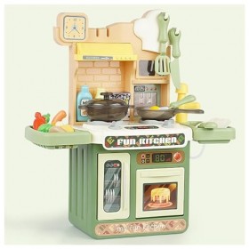 Cuisine Enfant 2 Ans, Kitchenette avec Lumière,Eau Recyclée Et Effet Vapeur, Ensemble De Cuisine De Jeu,B-Green