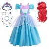 Ariel Deguisement Robe Princesse Costume de Sirène pour Enfant Fille, Robe Ariel la petite sirene avec Accessoires, Enfants C