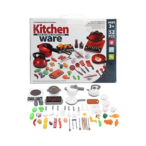 Qyebavge Ensemble De Jeu De Cuisine pour Enfants - Jouet De Jeu De Simulation De Cuisine avec Effet Sonore DIY - Batterie De 