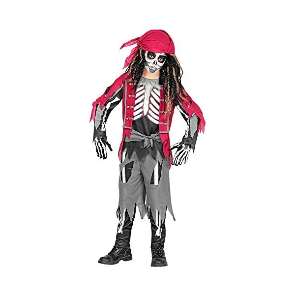 "PIRATE SKELETON" shirt with vest and belt, pants, bandana - 128 cm / 5-7 Years 