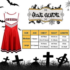 Kavoc Lot de 5 costumes de pom-pom girl zombie comprenant robe, collants, autocollants, faux sang en gel pour filles, déguise