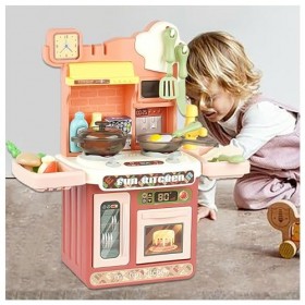 Cuisine Enfant, Ensemble De Cuisine De Jeu avec Lumière,Eau Recyclée Et Effet Vapeur, Ensemble De Cuisine De Jeu,B-Pink