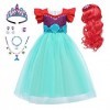 Ariel Deguisement Robe Princesse Costume de Sirène pour Enfant Fille, Robe Ariel la petite sirene avec Accessoires, Enfants C