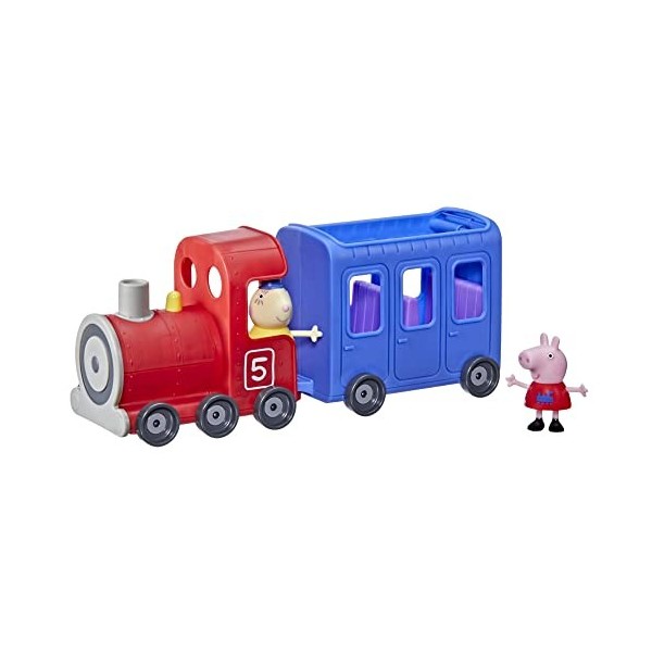 Hasbro Peppa Pig Peppa’s Adventures Miss Rabbit’s Train 2-Part Detachable Vehicle Preschool Toy: 2 Figures, Rolling Wheels, f