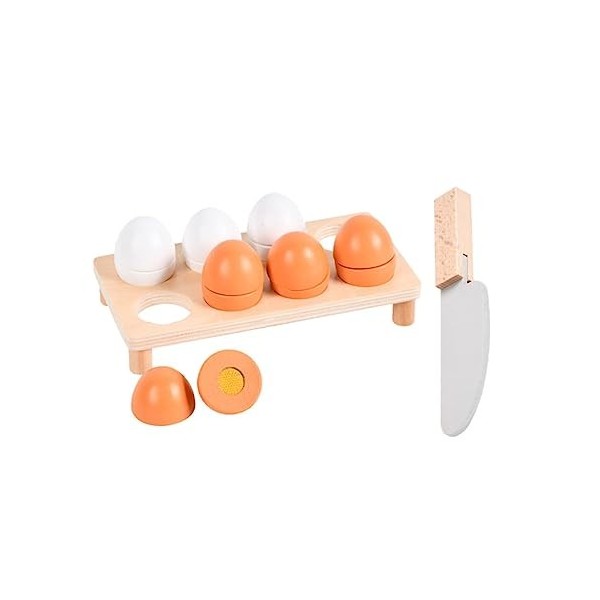 ibasenice 10 Pièces Oeufs Simulés en Bois Jouets en Bois Ensemble De Jeu pour Enfants Oeuf en Bois Jouet DÉducation De La Pe