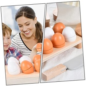 ibasenice 10 Pièces Oeufs Simulés en Bois Jouets en Bois Ensemble De Jeu pour Enfants Oeuf en Bois Jouet DÉducation De La Pe