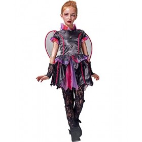 IKALI Costume de vampire pour filles robe de comtesse maléfique gothique pour enfants tenues de déguisement de luxe avec aile