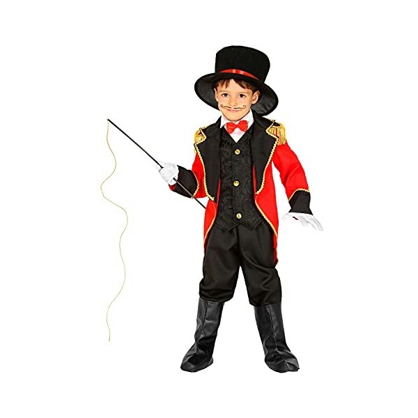 "RINGMASTER" tailcoat with vest, mock shirt with bow tie, pants, boot covers, gloves - 104 cm / 2-3 Years 
