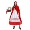 Odizli Costume de chaperon rouge pour femme et adulte - Robe de princesse avec capuche rouge - Cape à capuche - Pour Hallowee