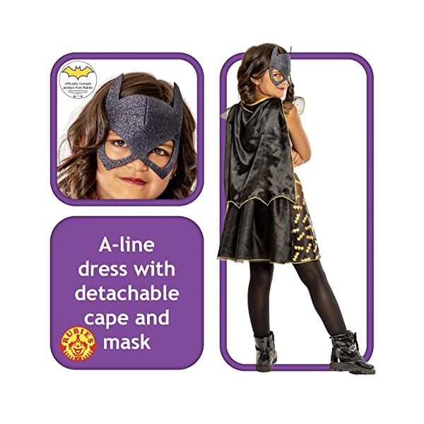 Rubies Déguisement de super-héros officiel DC Batgirl Deluxe pour enfant, taille M 5-6 ans