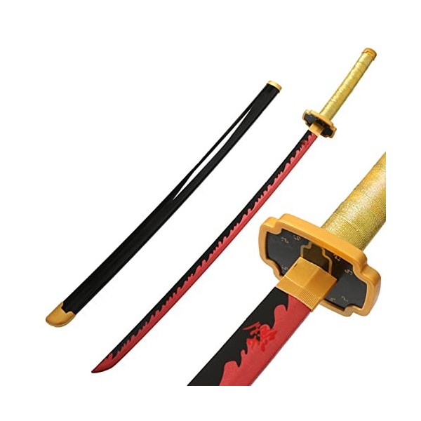 MTRIDO Demon Slayer Cosplay Katana Épée en Bois,Taille pour Enfant, Kamado Tanjirou Épée Anime Japonais Jeux De Rôle Katana e