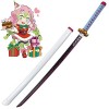 MTRIDO Demon Slayer Cosplay Katana Épée en Bois,Taille pour Enfant, Kamado Tanjirou Épée Anime Japonais Jeux De Rôle Katana e