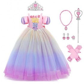 IBTOM CASTLE Robe de Princesse Cendrillon Sofia Enfant Filles avec Accessoires de Fées Costume Déguisement Carnaval Cérémonie