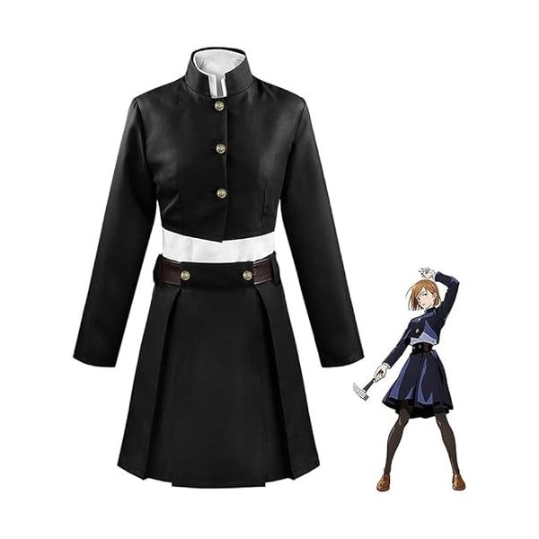 Jiumaocleu Jujutsu Kaisen Cosplay Kostüm Kugisaki Nobara Schuluniform Outfits Kleid Anzüge Mantel + Rock + Zubehör, Halloween