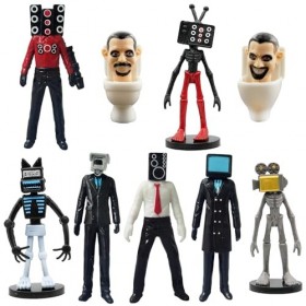 9 PCS Skibidi Figure, Skibidi Statue Caricature Figure Collection Jouet, Statues, Objets De Collection, Figurines De Jouets, 