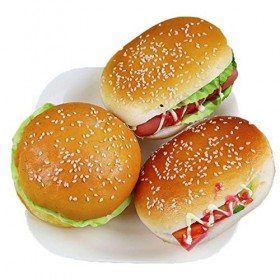 K66KY Hamburger réaliste créatif Mignon Artificiel Artificiel Faux Hamburger Attrayant sésame Hamburger Enfants Nourriture No