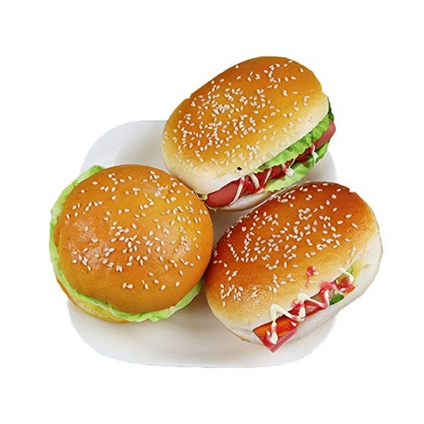 K66KY Hamburger réaliste créatif Mignon Artificiel Artificiel Faux Hamburger Attrayant sésame Hamburger Enfants Nourriture No