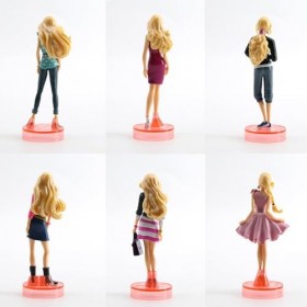 Lot de 6 Bar-bie Figure Model, Figurine daction Bar-bie, Figurines de Personnages de Dessin Animé Populaires Desk Ornaments 
