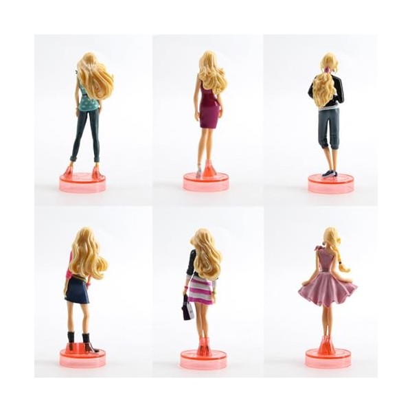 Lot de 6 Bar-bie Figure Model, Figurine daction Bar-bie, Figurines de Personnages de Dessin Animé Populaires Desk Ornaments 