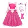 Eledobby Déguisement de princesse aurore pour filles,Costume de princesse pour enfants,Déguisement de costumade,Pour Hallowee