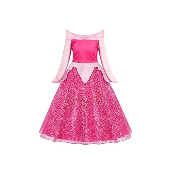 Eledobby Déguisement de princesse aurore pour filles,Costume de princesse pour enfants,Déguisement de costumade,Pour Hallowee