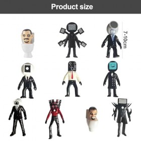 Miotlsy Skibidi Figurine De Toilet, 10 Pcs Toilettes Jouets Toilettes Statues Homme De télévision Figurine Homme Caméra Jouet