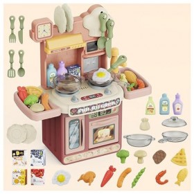 Jouer à La Cuisine, Cuisine De Jeu pour Enfants avec Lumière,Eau Recyclée Et Effet Vapeur, Jeu De Cuisine,B-Pink