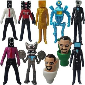Gensly 10 pièces Skibidi Toilet Figures de Jouets Set caméraman Titan Speaker Man Skibidi Battle Figures daction pour Les En