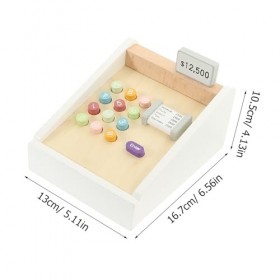 Didiseaon Ensemble De Caisse Enregistreuse en Bois Jouet De Caisse Enregistreuse pour Enfants Caissier avec Scanner De Caisse