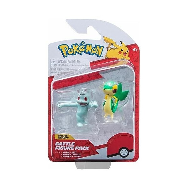 Pokemon PKW3002 Set de Figurines de Bataille Machollo Serpifeu