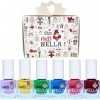 Miss Nella set Christmas Glitters: 6 vernis à ongles pour enfant et le singe séchant le vernis, non toxique, peel off, à base