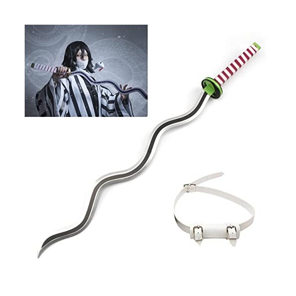 Épée De Samouraï Japonaise en Bois Katana Demon Slayer Iguro Obanai Cosplay Anime Longue Épée en Bois 104cm Katana en Bois Jo