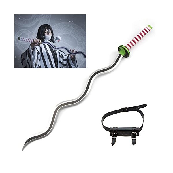 Épée De Samouraï Japonaise en Bois Katana Demon Slayer Iguro Obanai Cosplay Anime Longue Épée en Bois 104cm Katana en Bois Jo