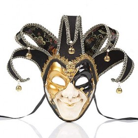 NICEWL Plein Visage Vénitienne Clown Masque-Hommes de Halloween Mascarade Masque,Carnaval Fait À La Main Adultes Masque Motif