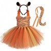 IMEKIS Costume de cosplay pour bébé fille - Costume de princesse vache tigre zèbre léopard girafe - Robe en tulle avec bandea