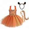 IMEKIS Costume de cosplay pour bébé fille - Costume de princesse vache tigre zèbre léopard girafe - Robe en tulle avec bandea